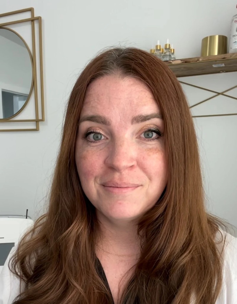 Jessica, licensed electrologist, laser technician, and owner of Lumen Hair Removal Clinic, professional portrait in the clinic